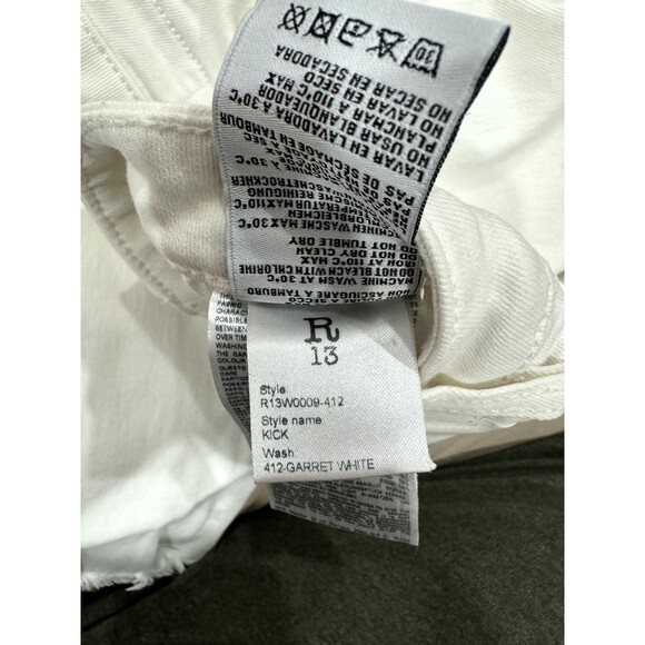 R13 Womens Size 25 Kick Crop Jeans Distressed Garret White Italy Denim Luxury - Picture 14 of 14